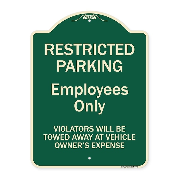 Designer Series-Restricted Parking Employees Violators Will Be Towed V, 24" x 18", G-1824-9893